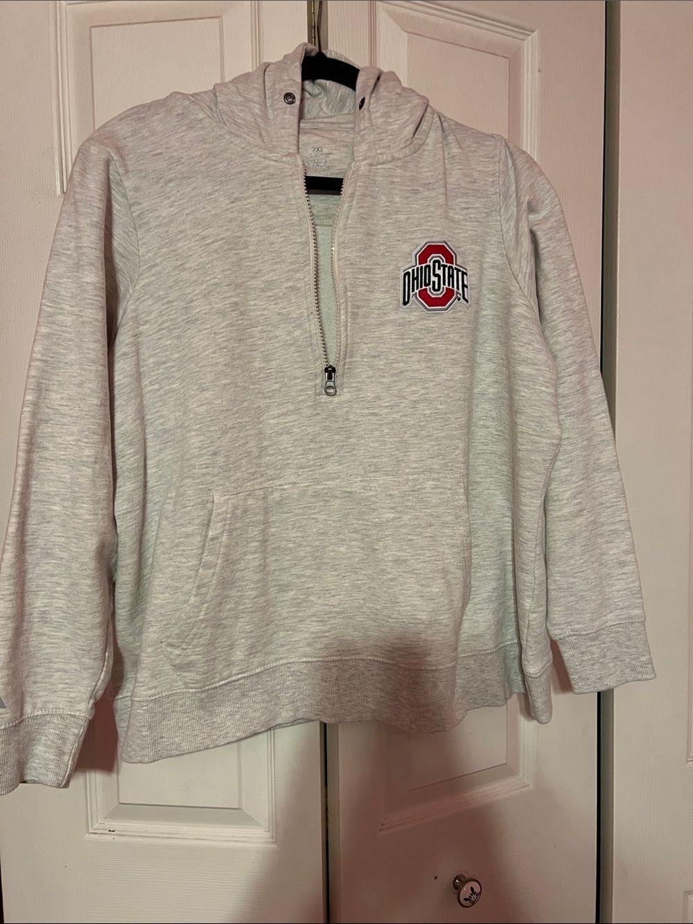 Ohio State Light Gray Half-Zip Hoodie Size 2 XL